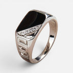 Men's Black Stone Signet Ring