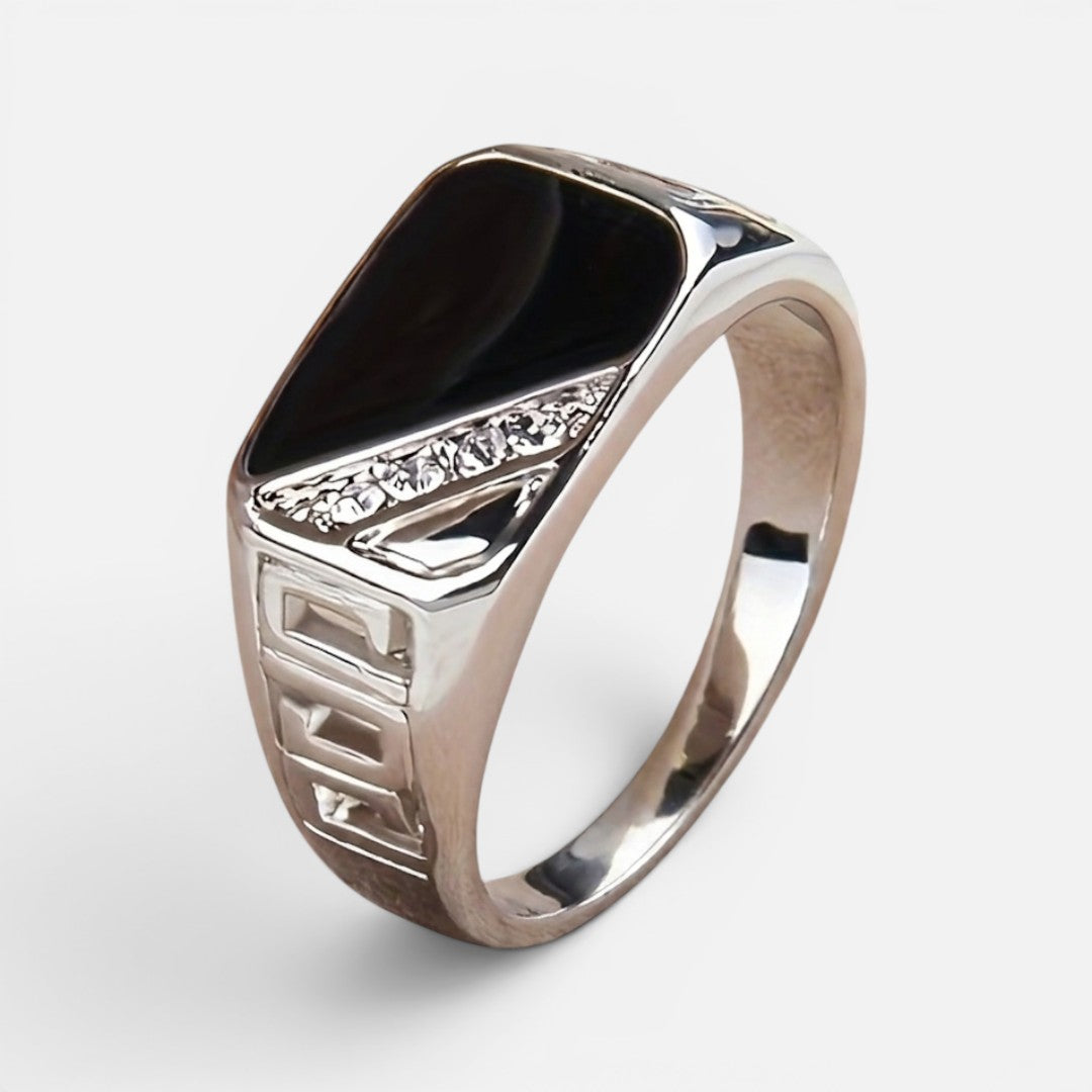 Men's Black Stone Signet Ring