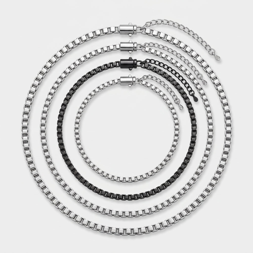 Men's Box Chain Bracelet Set