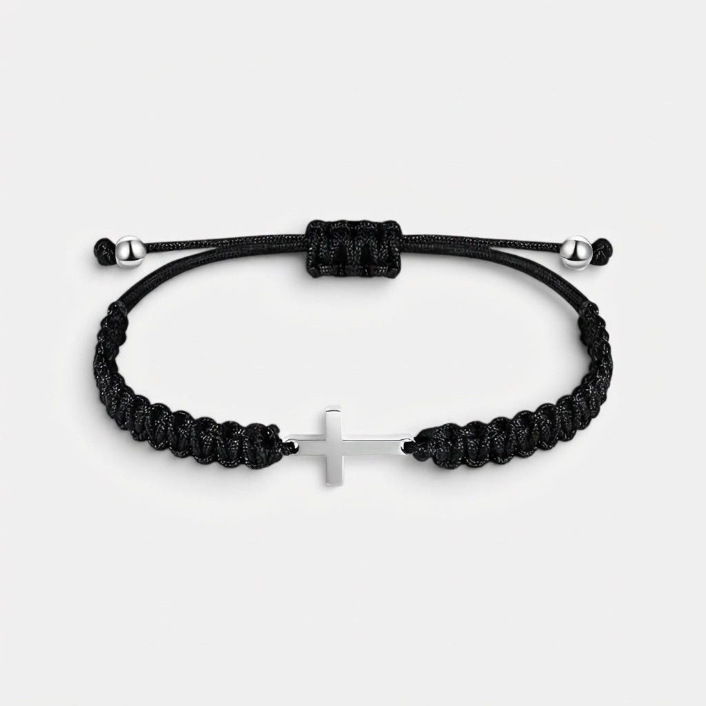 Men's Braided Cross Charm Bracelet