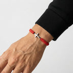 Men's Braided Cross Charm Bracelet