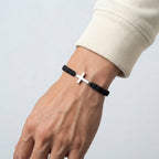 Men's Braided Cross Charm Bracelet