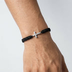 Men's Braided Cross Charm Bracelet