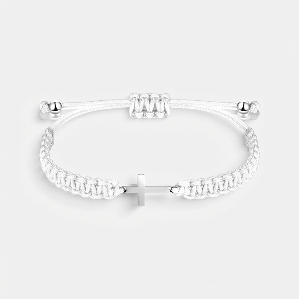 Men's Braided Cross Charm Bracelet
