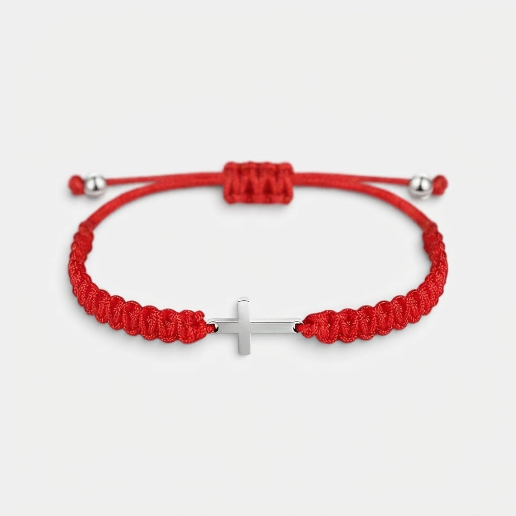 Men's Braided Cross Charm Bracelet