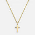 Men's Curb Link Cross Pendant Necklace