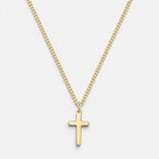 Men's Curb Link Cross Pendant Necklace