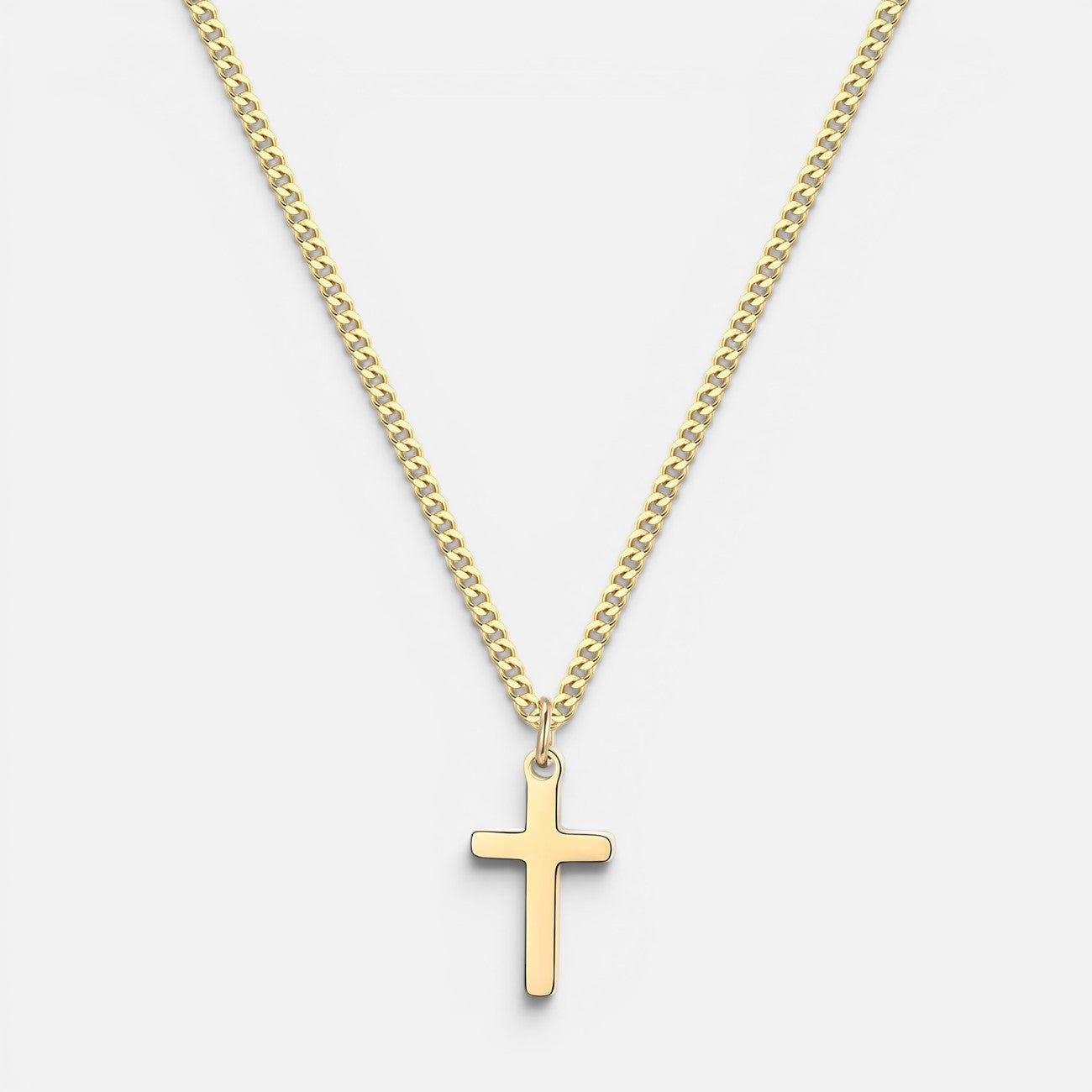 Men's Curb Link Cross Pendant Necklace