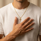 Men's Curb Link Cross Pendant Necklace