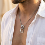 Men's Double Rectangle Pendant Necklace