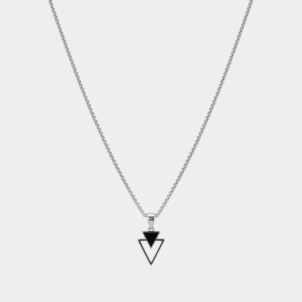 Men's Double Triangle Pendant Necklace