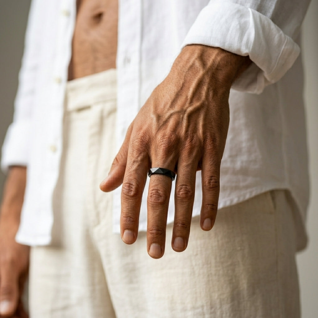 Men's Geometric Faceted Ring