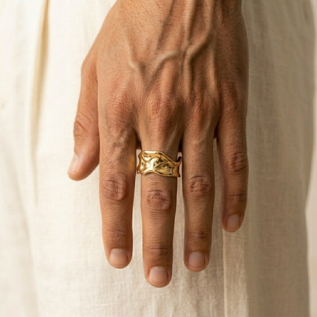 Men's Hammered Cuff Ring