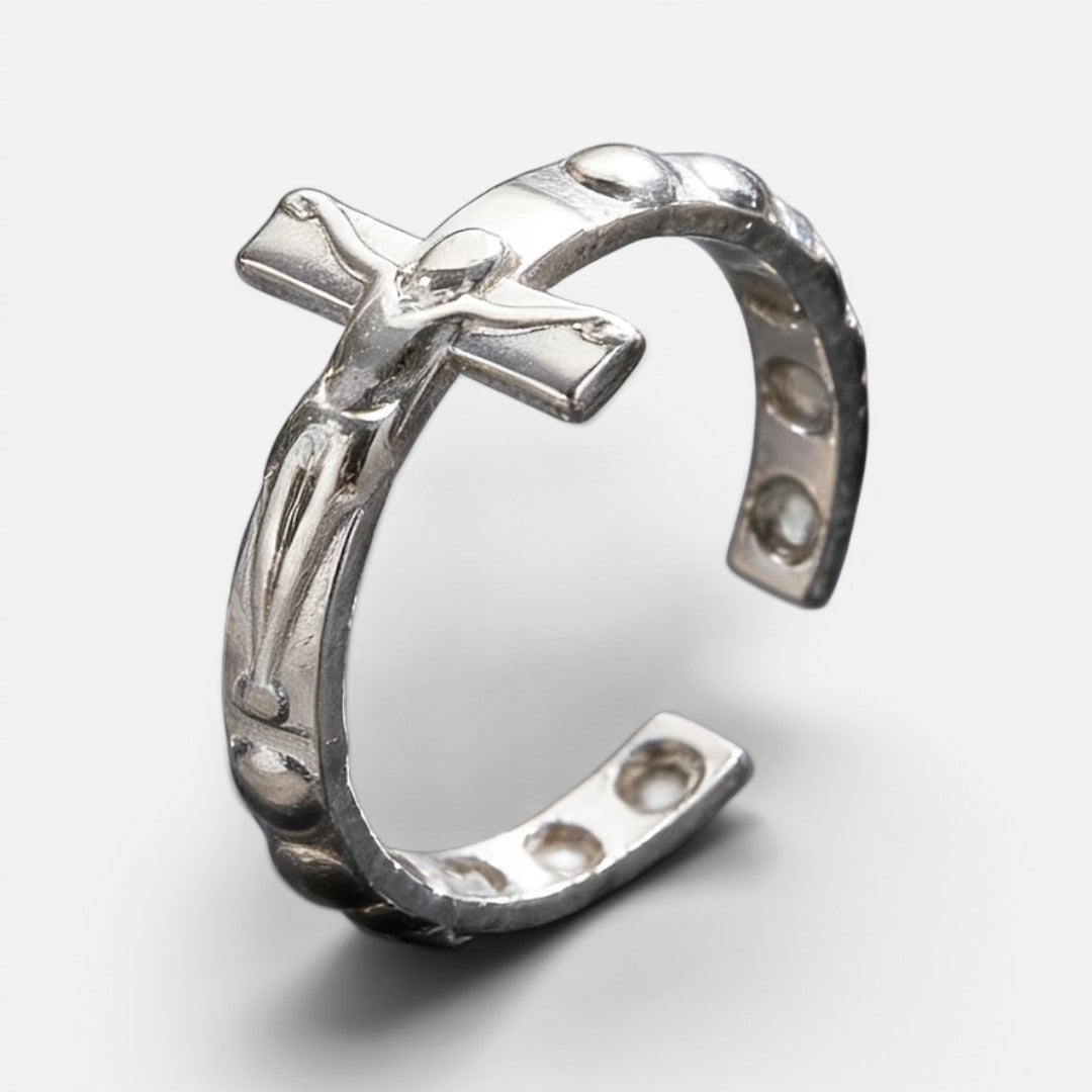 Men's Openwork Cross Ring