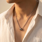 Men's Ribbed Barrel Pendant Necklace