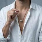 Men's Ribbed Barrel Pendant Necklace
