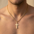 Men's Rope Chain Cross Pendant Necklace