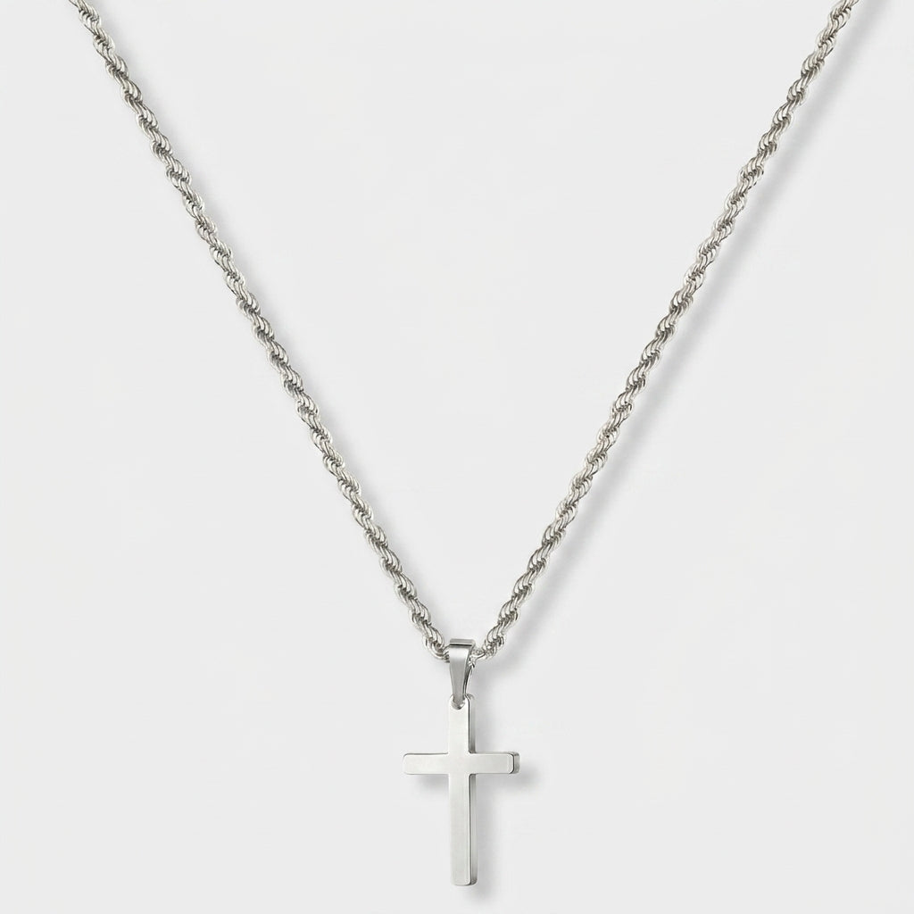 Men's Rope Chain Cross Pendant Necklace