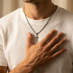 Men's Rope Chain Cross Pendant Necklace