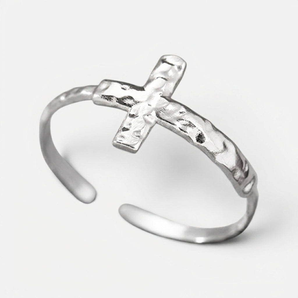 Men's Textured Cross Ring