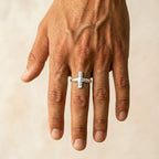 Men's Textured Cross Ring