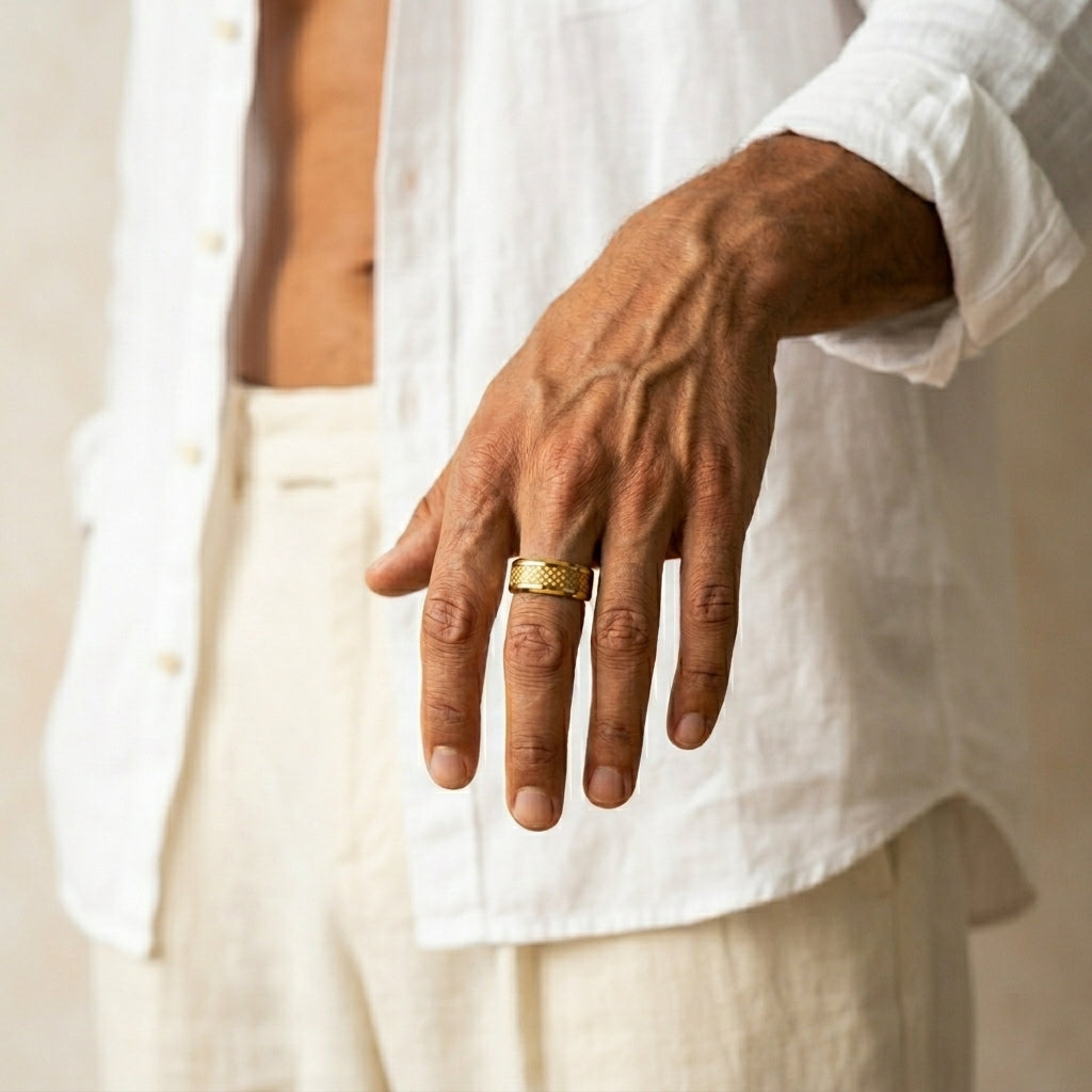 Men's Woven Inlay Ring