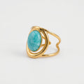 Women's Aqua Stone Curved Wire Ring
