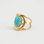 Women's Aqua Stone Curved Wire Ring