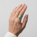 Women's Aqua Stone Curved Wire Ring