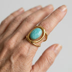 Women's Aqua Stone Curved Wire Ring