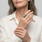 Women's Aqua Stone Curved Wire Ring