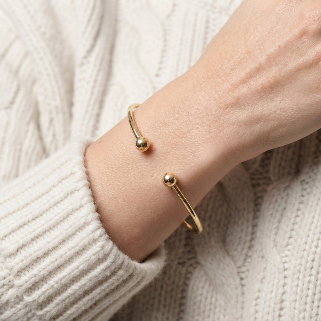 Women's Ball End Open Cuff Bangle