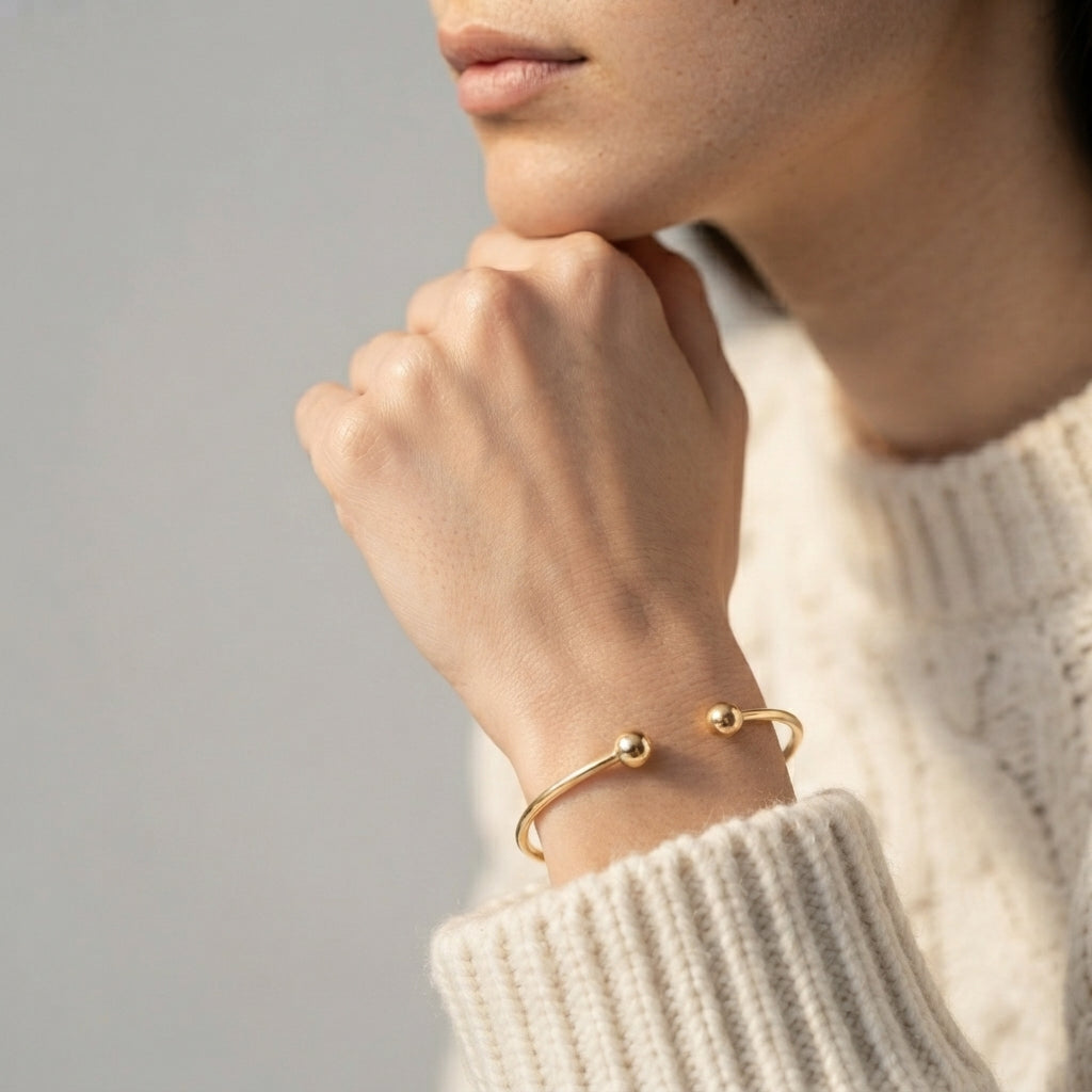 Women's Ball End Open Cuff Bangle