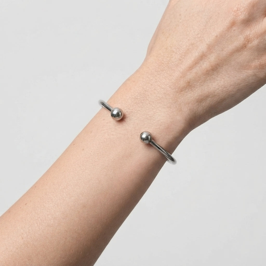 Women's Ball End Open Cuff Bangle