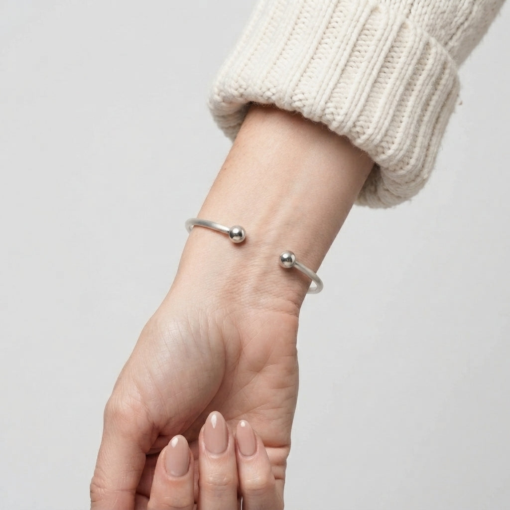 Women's Ball End Open Cuff Bangle