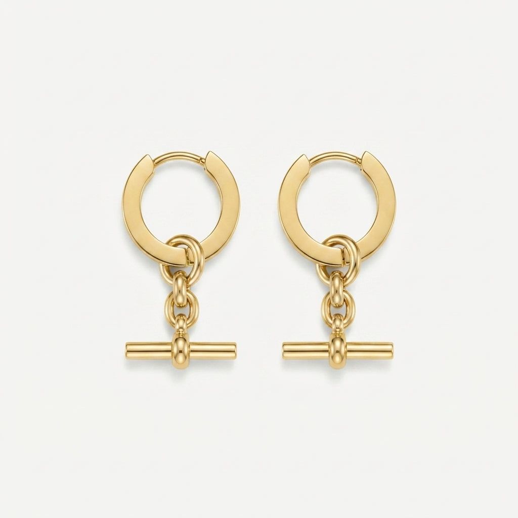 Women's Bar Drop Huggie Earrings