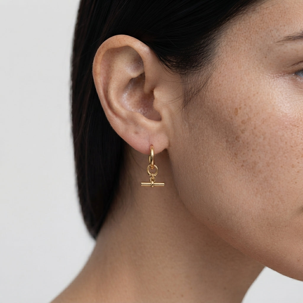 Women's Bar Drop Huggie Earrings