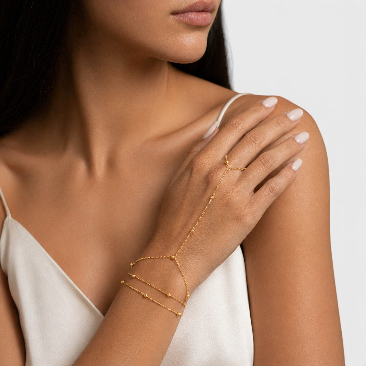 Women's Beaded Hand Chain Bracelet
