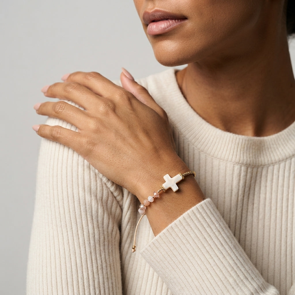 Women's Beaded Cross Bracelet