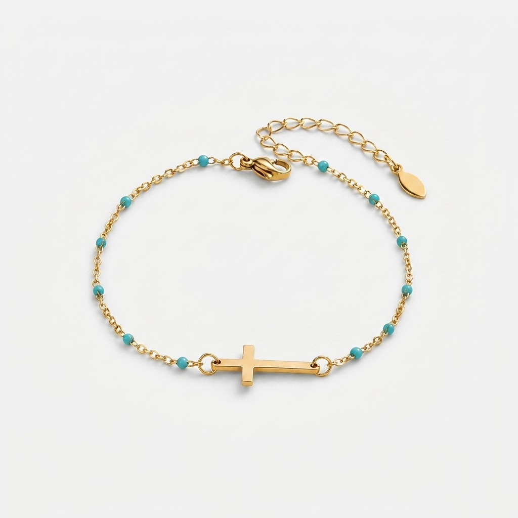 Women's Beaded Cross Station Bracelet