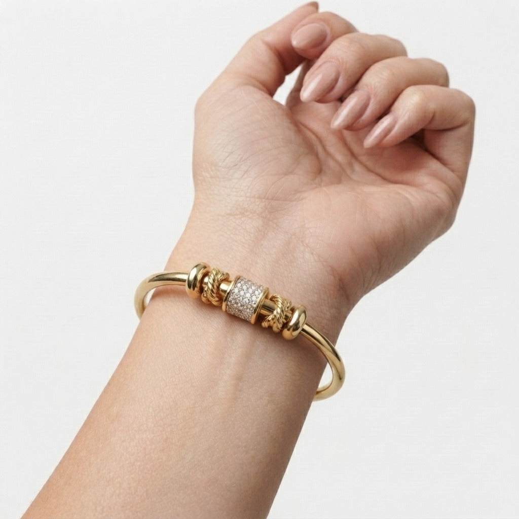 Women's Beaded Crystal Cuff Bangle