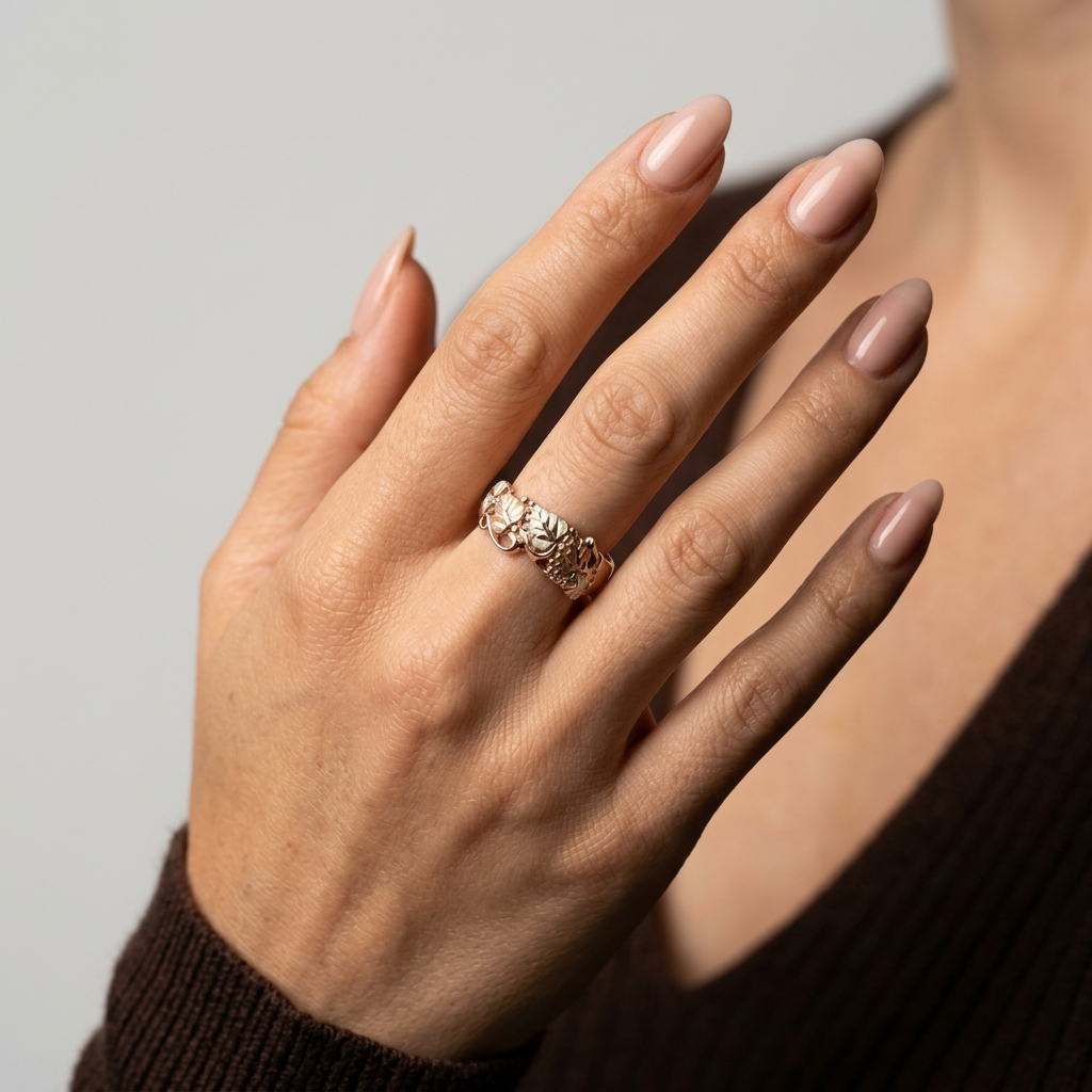 Women's Beaded Leaf Ring