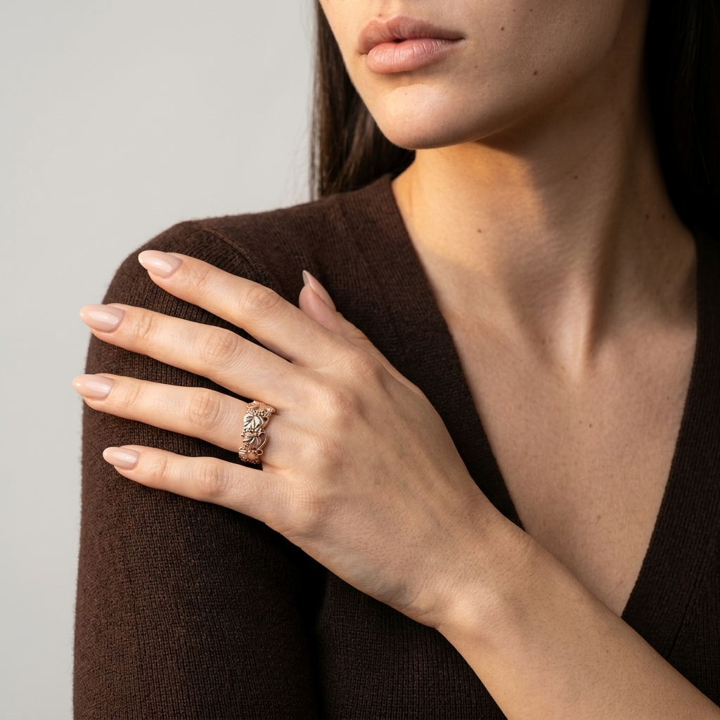 Women's Beaded Leaf Ring