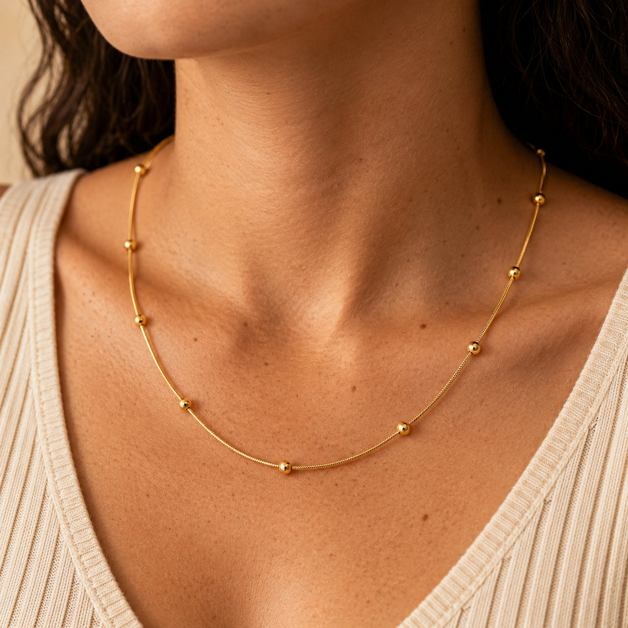 Women's Beaded Station Chain Necklace