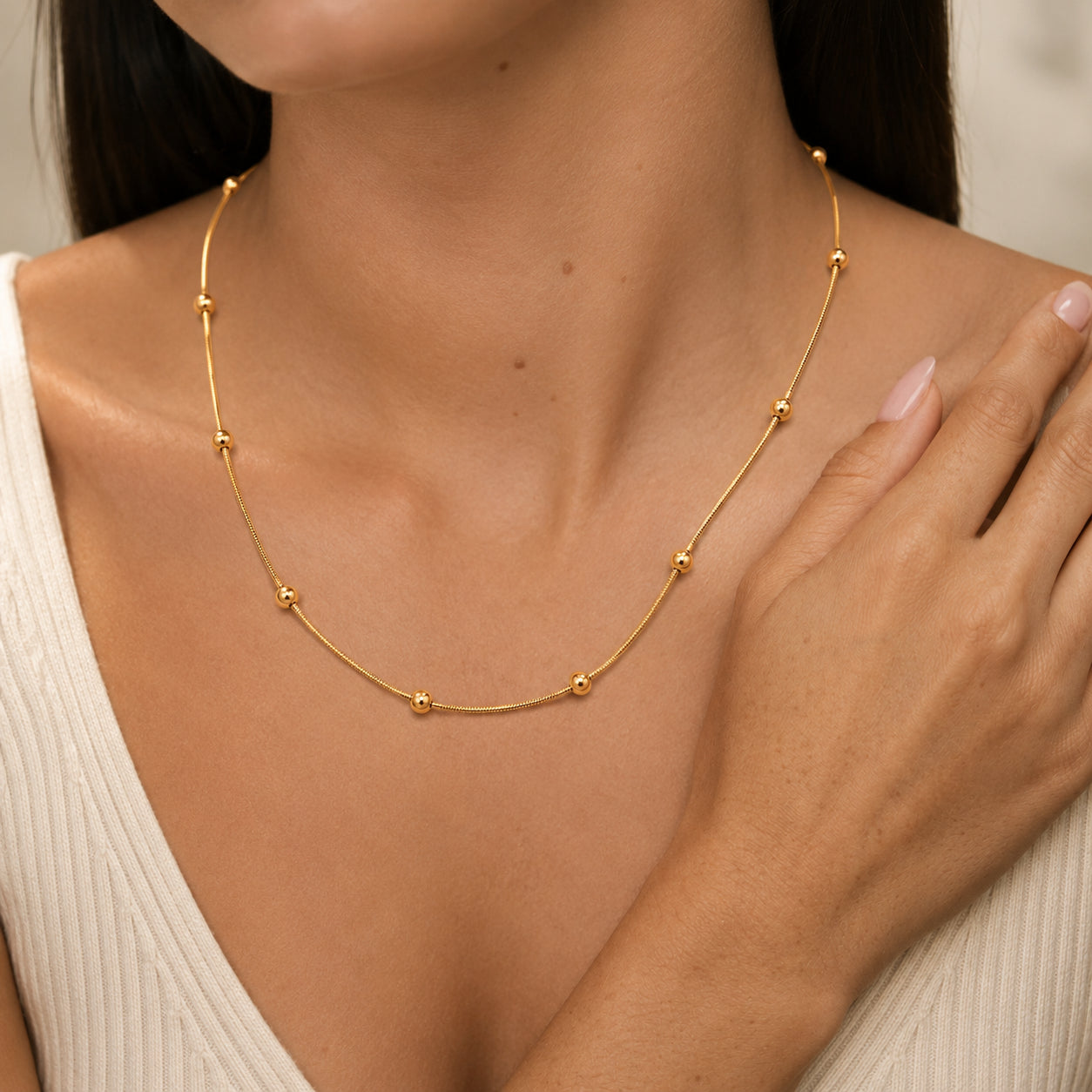 Women's Beaded Station Chain Necklace