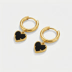 Women's Black Heart Huggie Earrings