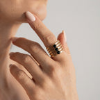 Women's Black Stone Cuff Ring