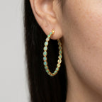 Women's Blue Stone Hoop Earrings
