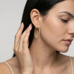 Women's Blue Stone Hoop Earrings