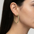 Women's Blue Stone Hoop Earrings